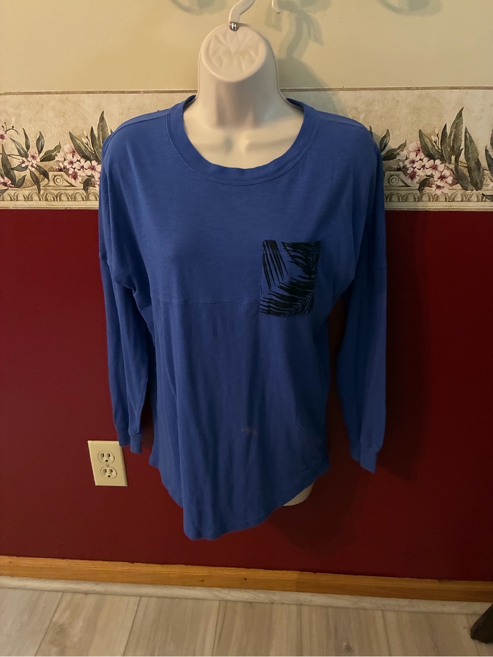 PINK Victoria's Secret Royal Blue Long-Sleeve Pocket Tee